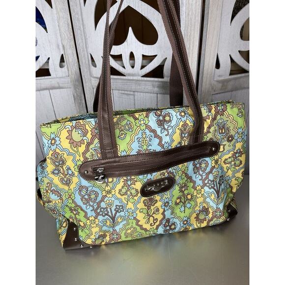 Kathy Van Zeeland Handbags - Kathy Van Zeeland Floral Pattern Large Duffle Bag Weekend Overnight Retro Print